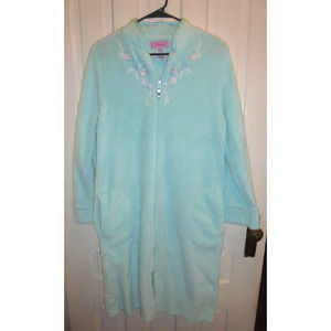 Women s size M Whispers Mint Green Full Zip Robe EUC